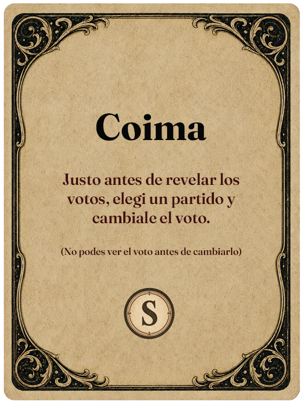 Carta de Acción Coima con una S en la parte inferior